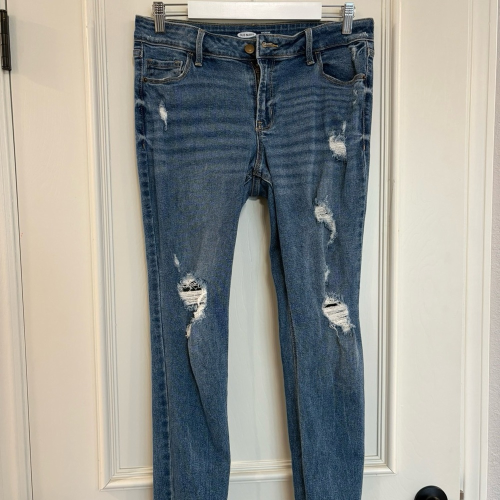 Distressed Blue Jeans